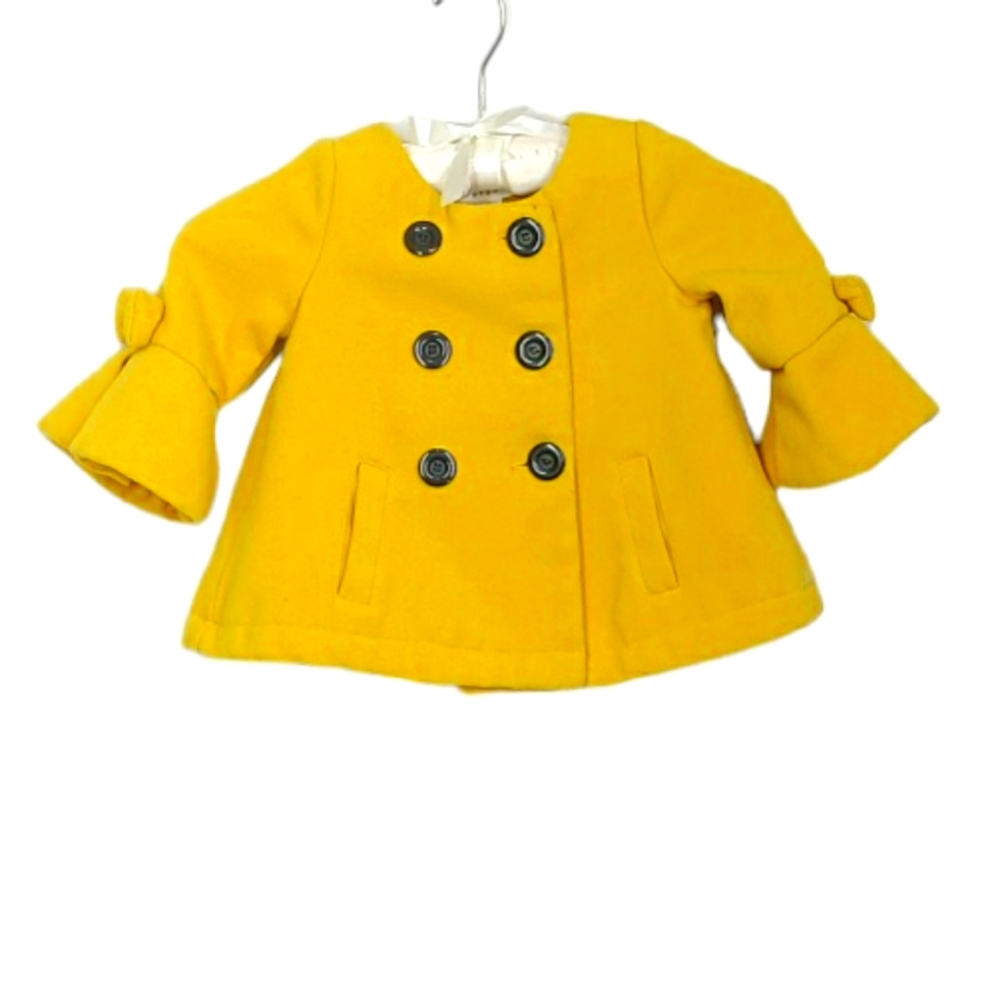 Max studio coat, size 2T, mustard yellow, with pockets.